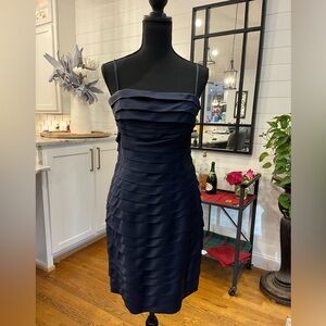 Calvin Klein navy satin folds dress, 10